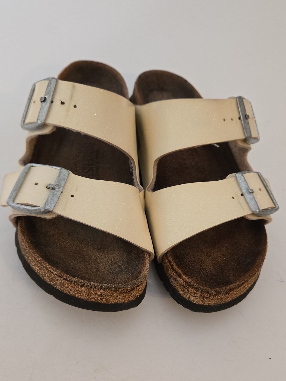 Birkenstock Womens White Glitter Arizona Sandals Slip On EU 37 US 6.5